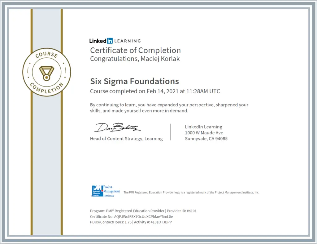 CertificateOfCompletion_Six Sigma Foundations